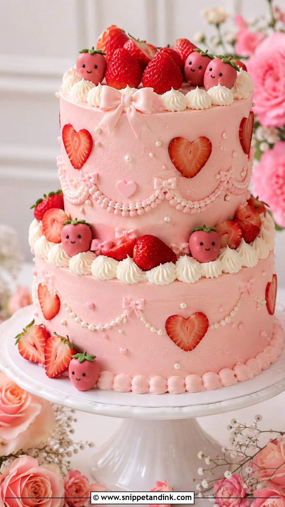 Kawaii Strawberry Wedding Cake - Snippet and Ink - 20 Kawaii Wedding Cake Ideas