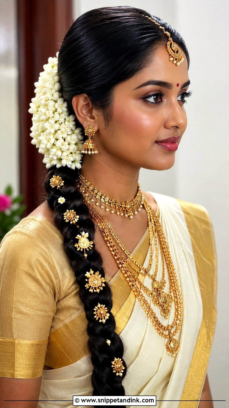Kerala Bridal Braid With Jasmine Flowers - Snippet and Ink - 15 Kerala Bride Hairstyles with Flowers
