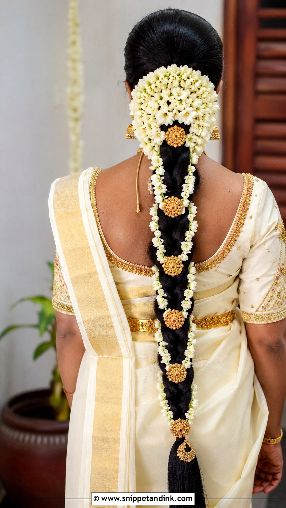 Kerala Bridal Braid With Jasmine - Snippet and Ink - 20 Hindu Bridal Hairstyles