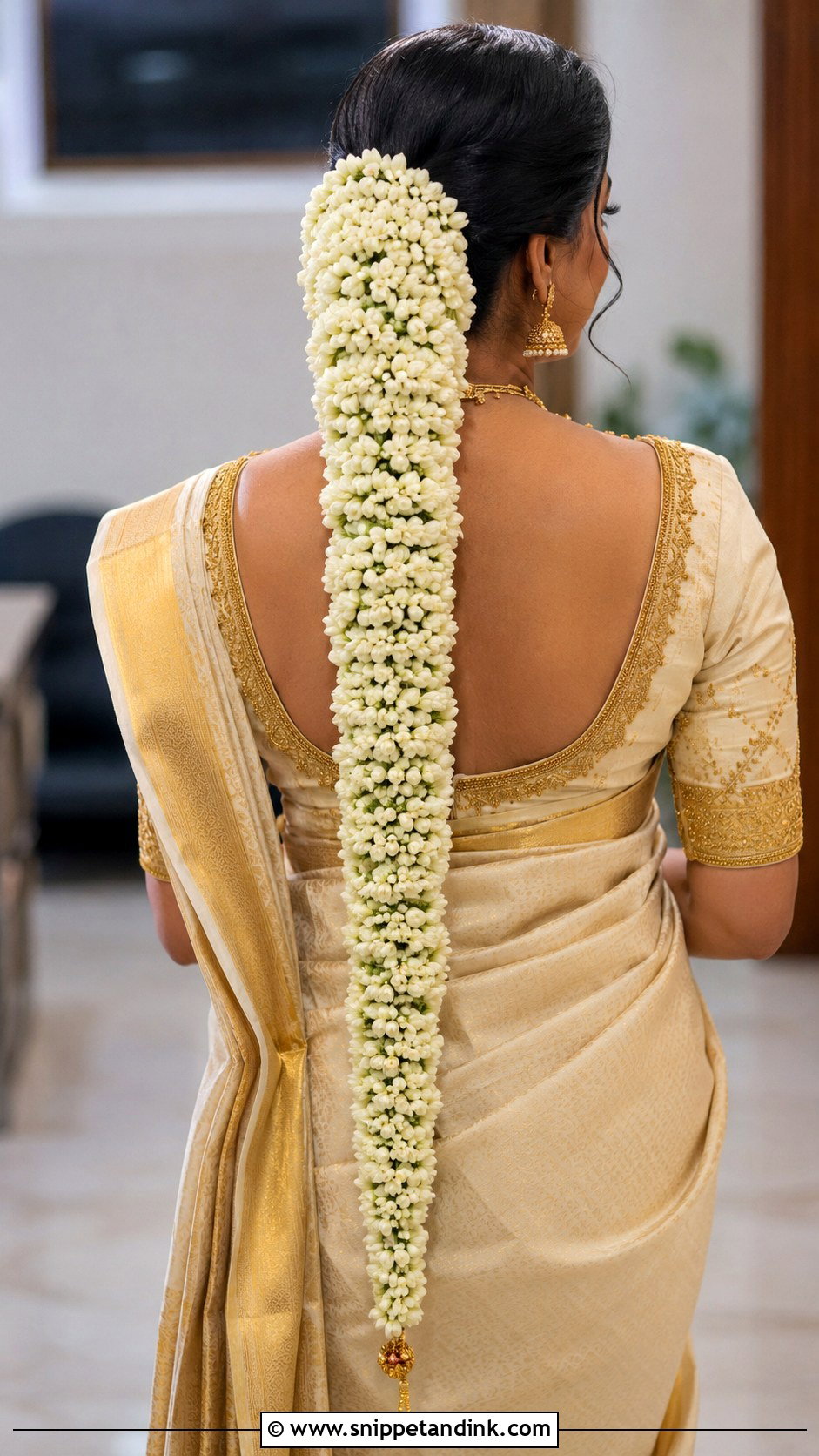 Kerala Bridal Braid with Jasmine - Snippet and Ink - 25 South Indian Bride Muhurtham Hairstyle Ideas