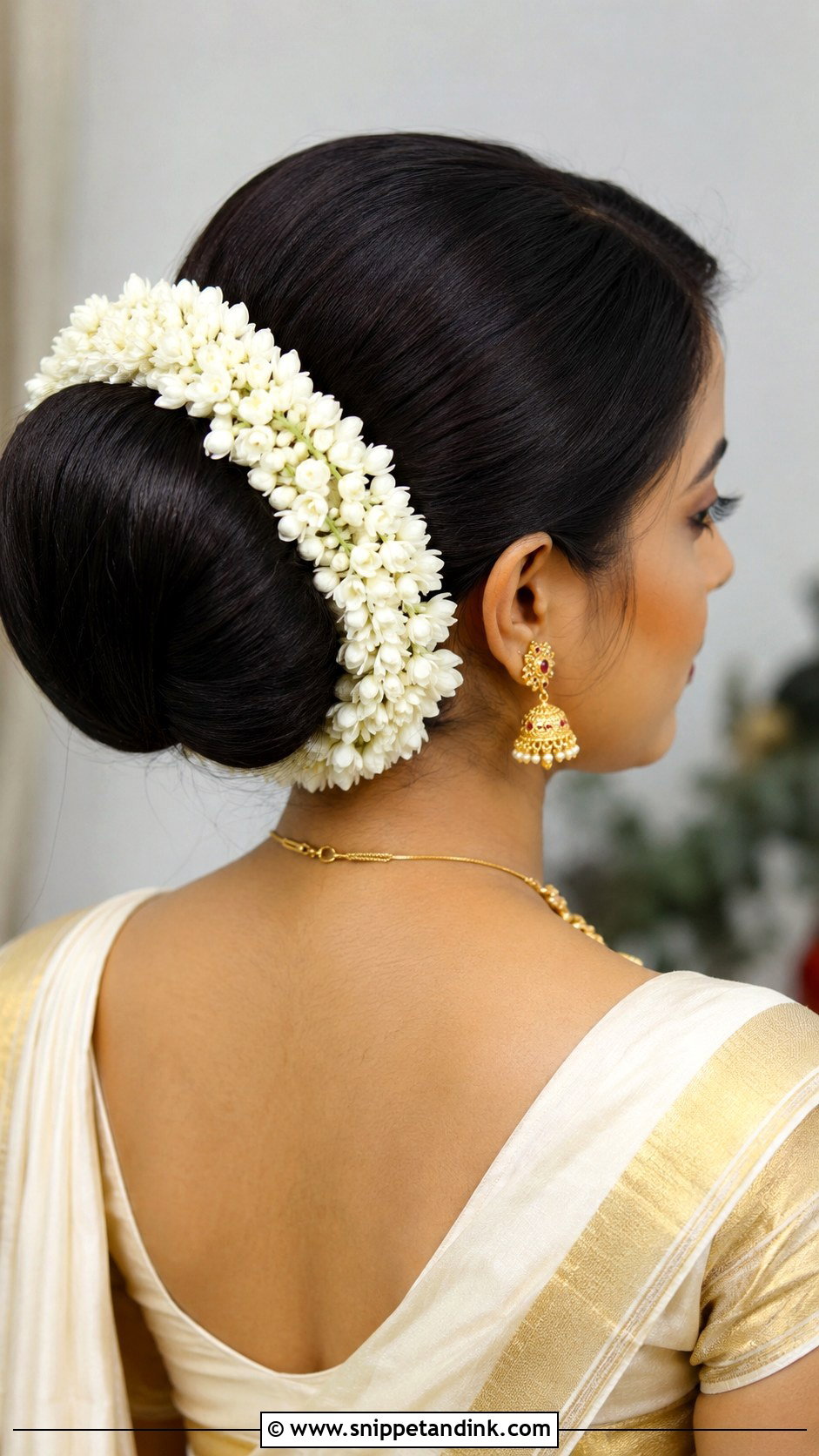 Kerala Bridal Bun With Jasmine - Snippet and Ink - 15 Kerala Wedding Bridal Hairstyle Ideas