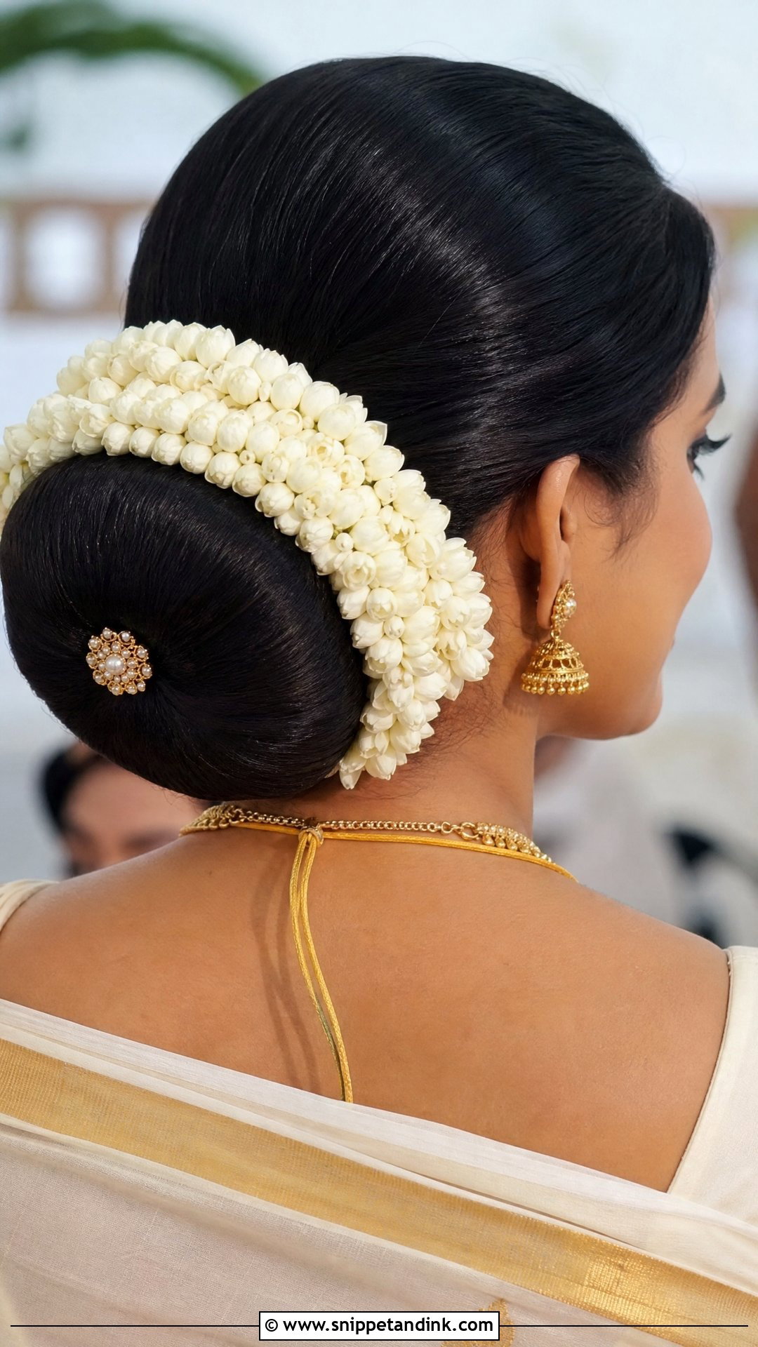 Kerala Bridal Bun With Jasmine - Snippet and Ink - 20 South Indian Wedding Bridal Hairstyle Ideas