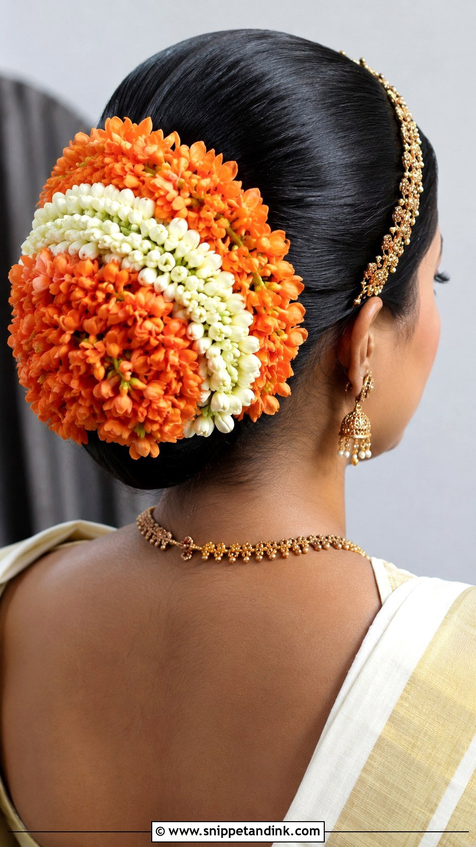 Kerala Bridal Bun With Kanakambaram Flowers - Snippet and Ink - 15 Kerala Bride Hairstyles with Flowers