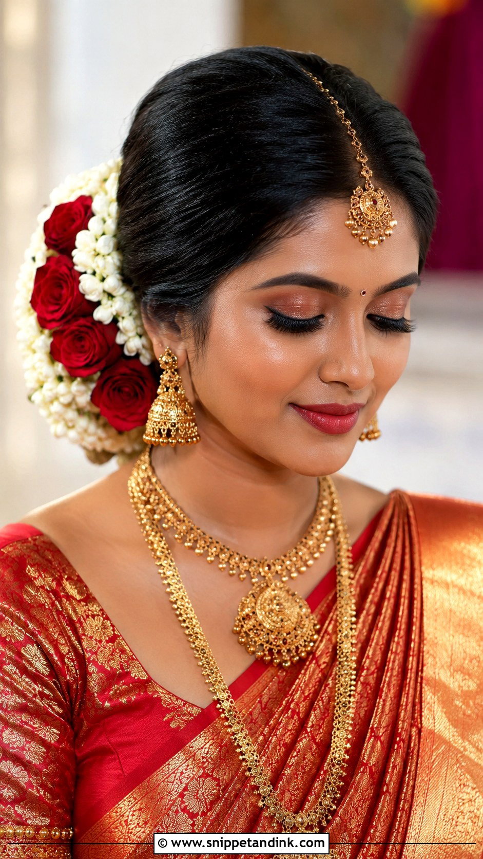 Kerala Bridal Bun With Roses - Snippet and Ink - 15 Kerala Bridal Hairstyles