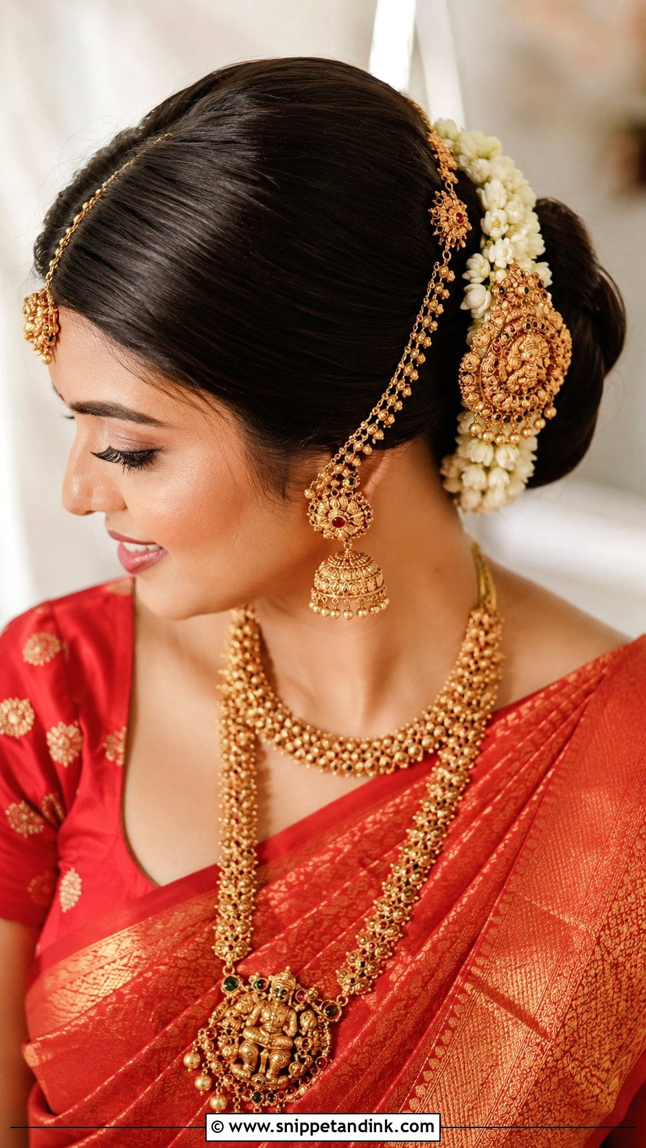 Kerala Bridal Bun With Temple Jewelry - Snippet and Ink - 15 Kerala Bridal Hairstyles