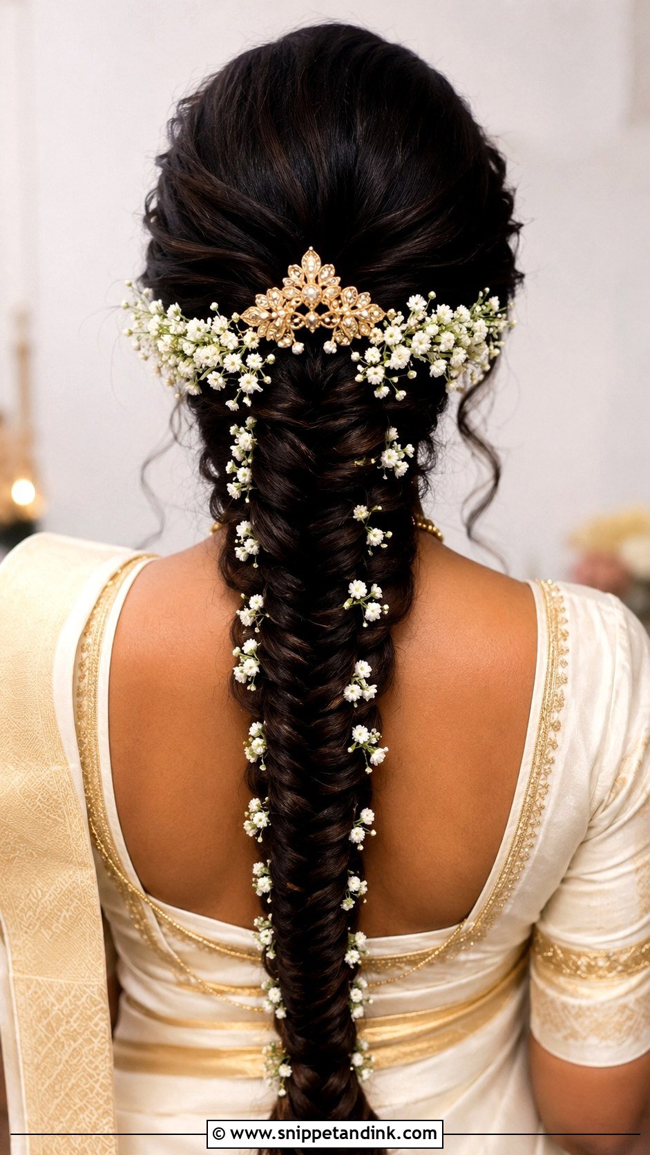 Kerala Bridal Fishtail Braid With Flowers - Snippet and Ink - 15 Kerala Bride Hairstyles with Flowers