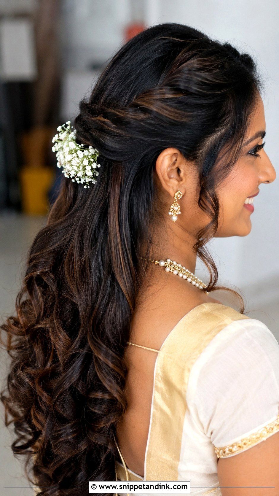 Kerala Bridal Half Up Hairstyle - Snippet and Ink - 15 Kerala Wedding Bridal Hairstyle Ideas