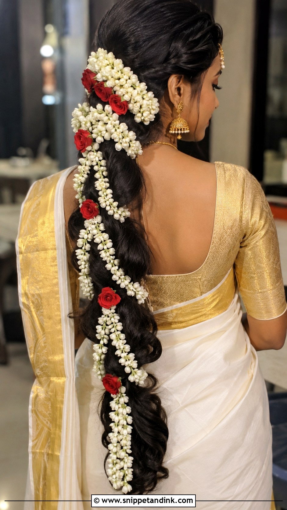 Kerala Bridal Long Braid With Flowers - Snippet and Ink - 15 Kerala Bridal Hairstyles
