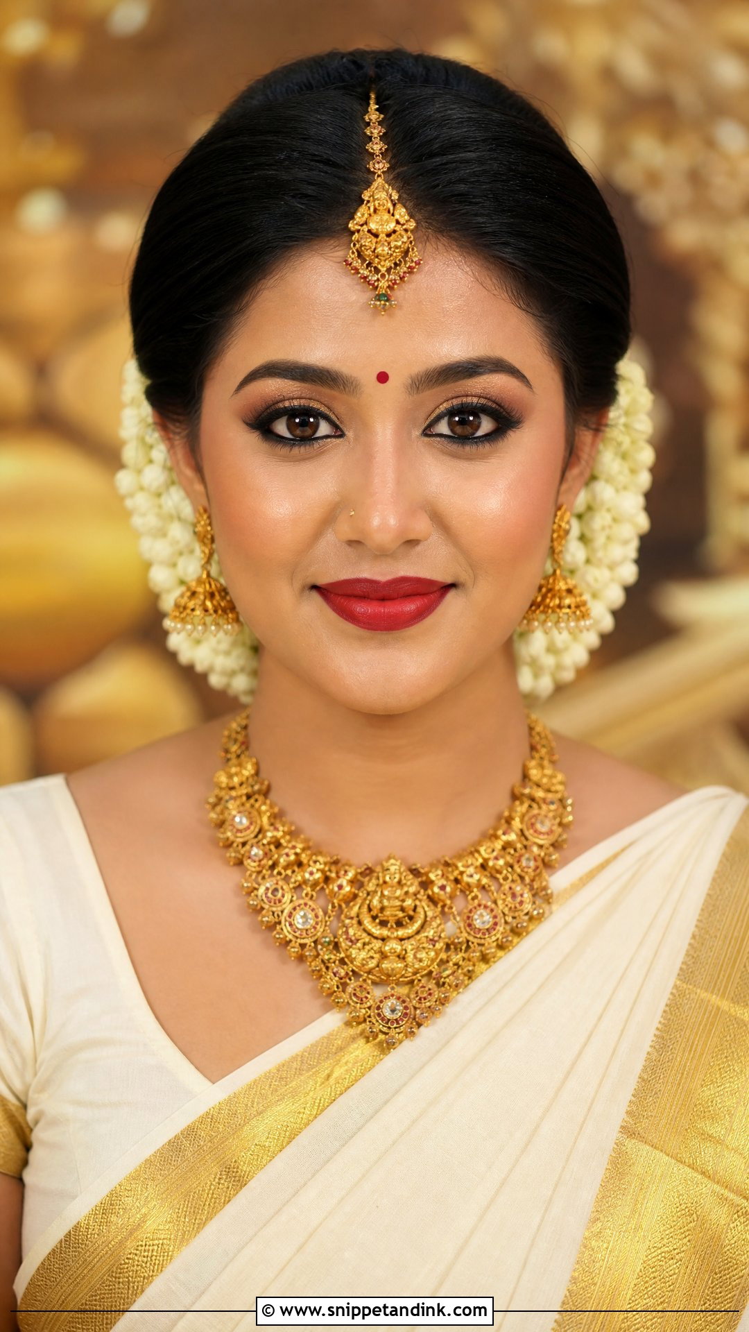 Kerala Bridal Makeup With Kasavu Saree - Snippet and Ink - 20 Kerala Bridal Makeup Ideas