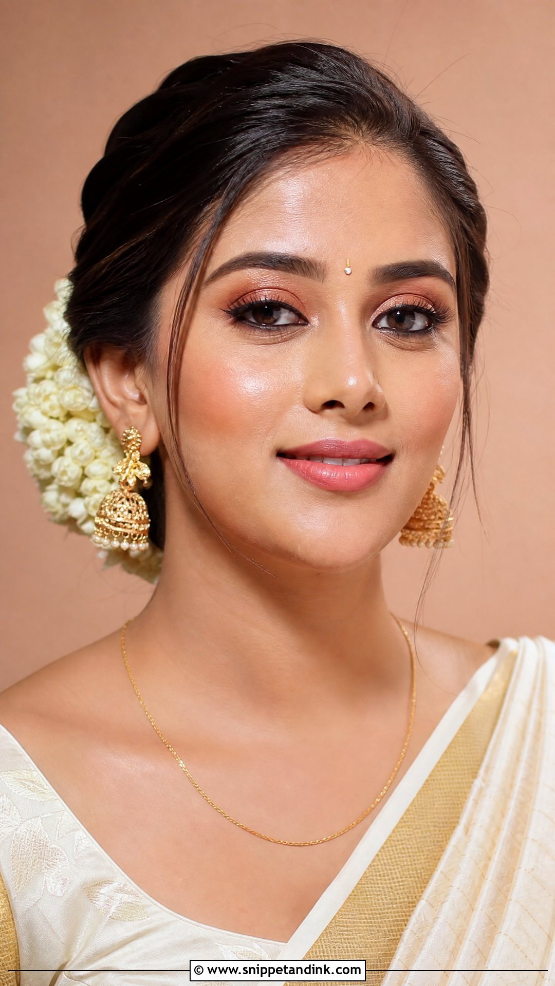 Kerala Bridal Makeup With Peach Blush - Snippet and Ink - 20 Kerala Bridal Makeup Ideas
