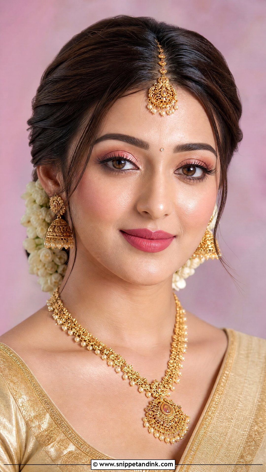 Kerala Bridal Makeup With Pink Lip - Snippet and Ink - 20 Kerala Bridal Makeup Ideas