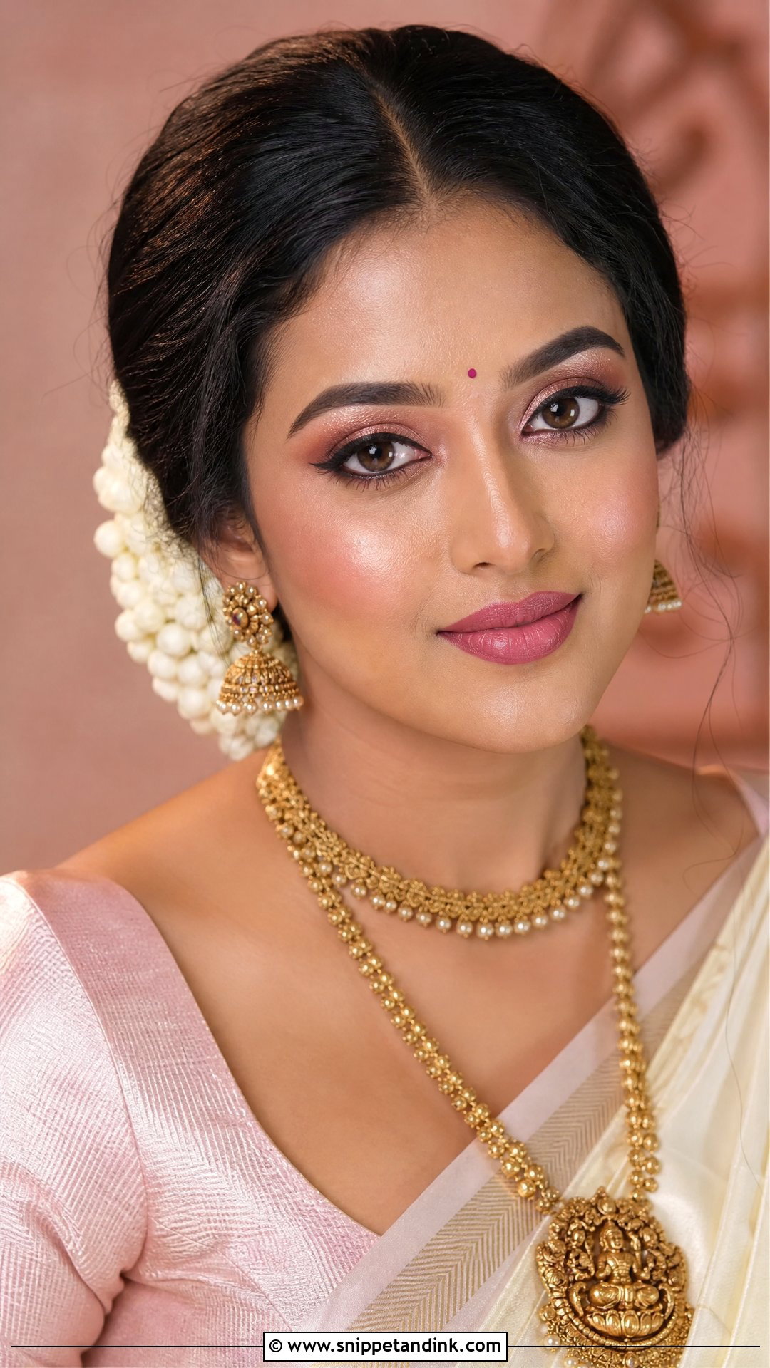 Kerala Bridal Makeup With Rose Gold Eyes - Snippet and Ink - 20 Kerala Bridal Makeup Ideas
