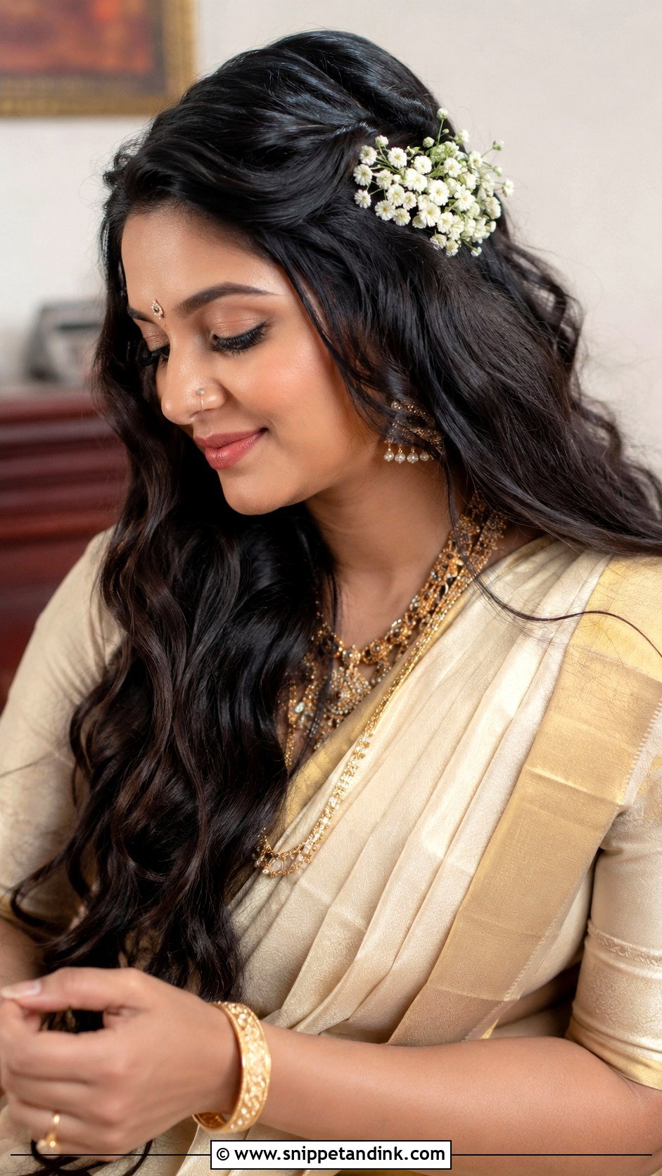 Kerala Bridal Open Hair With Flowers - Snippet and Ink - 15 Kerala Bride Hairstyles with Flowers