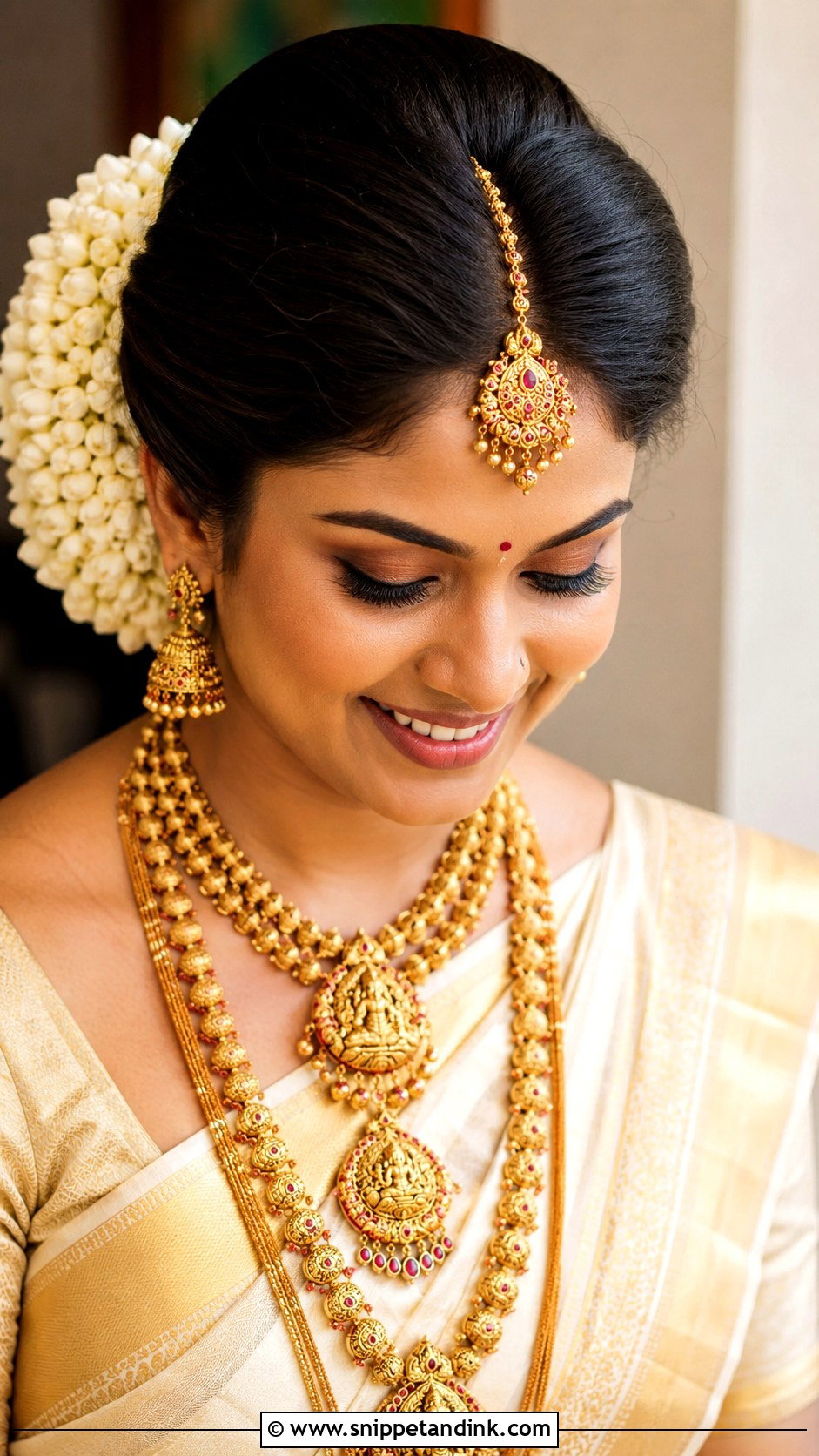 Kerala Bridal Puff Bun With Flowers - Snippet and Ink - 15 Kerala Bride Hairstyles with Flowers