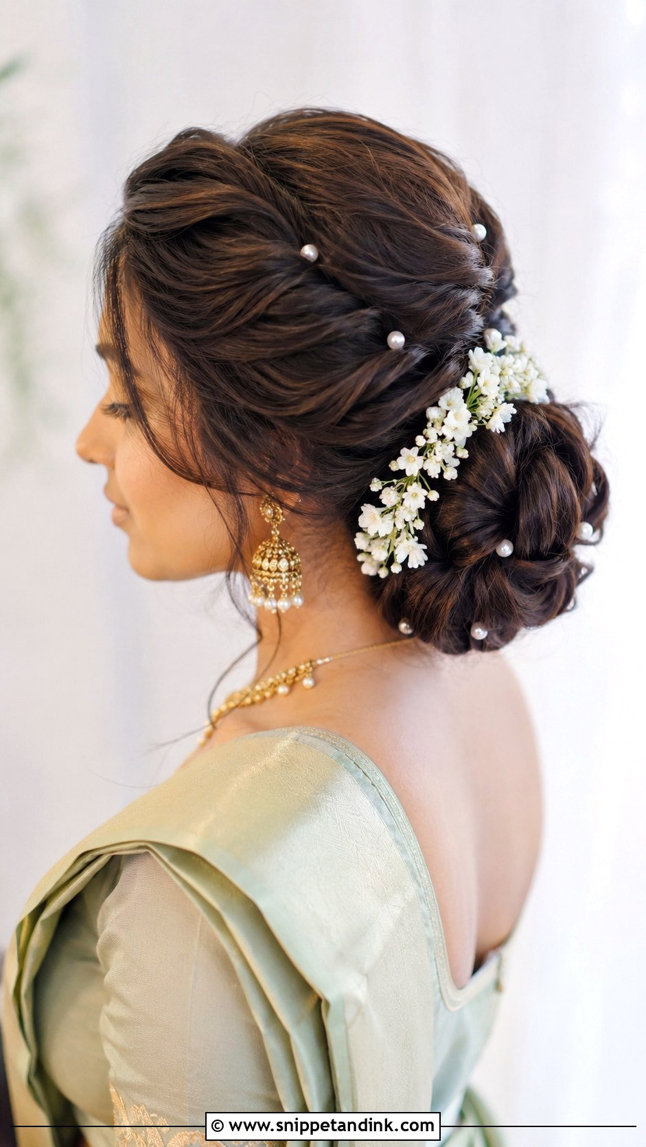 Kerala Bridal Textured Bun - Snippet and Ink - 15 Kerala Wedding Bridal Hairstyle Ideas