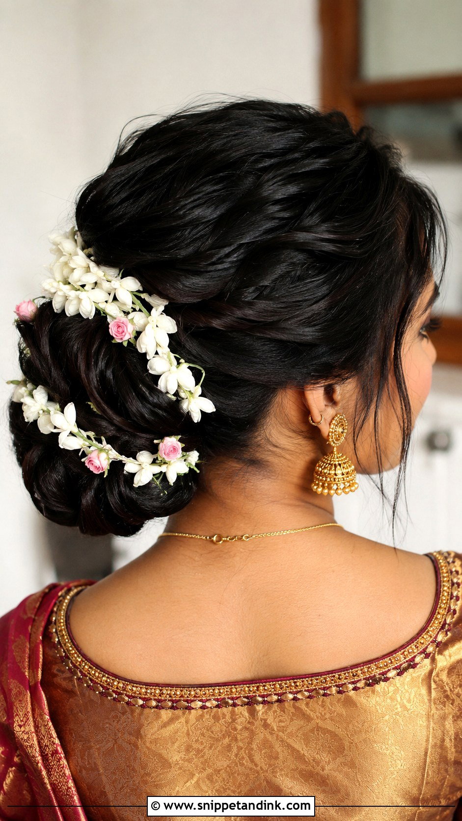 Kerala Bridal Twisted Bun With Flowers - Snippet and Ink - 15 Kerala Bride Hairstyles with Flowers