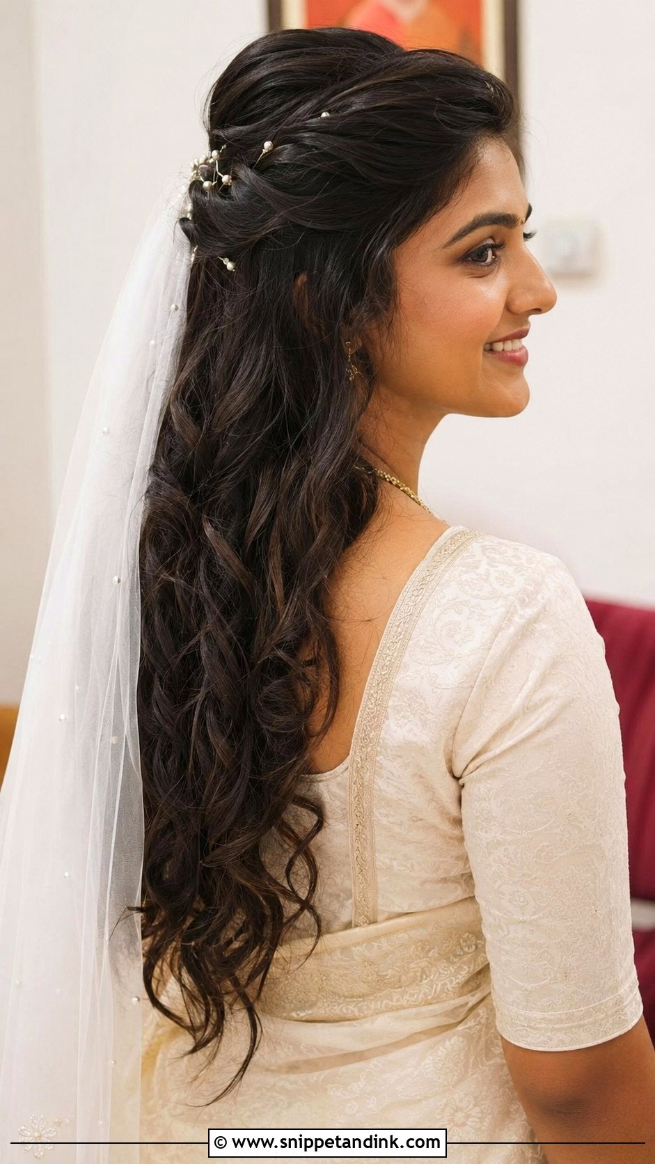 Kerala Christian Bride Half Up Half Down Hairstyle - Snippet and Ink - 15 Kerala Christian Bride Hairstyle Ideas