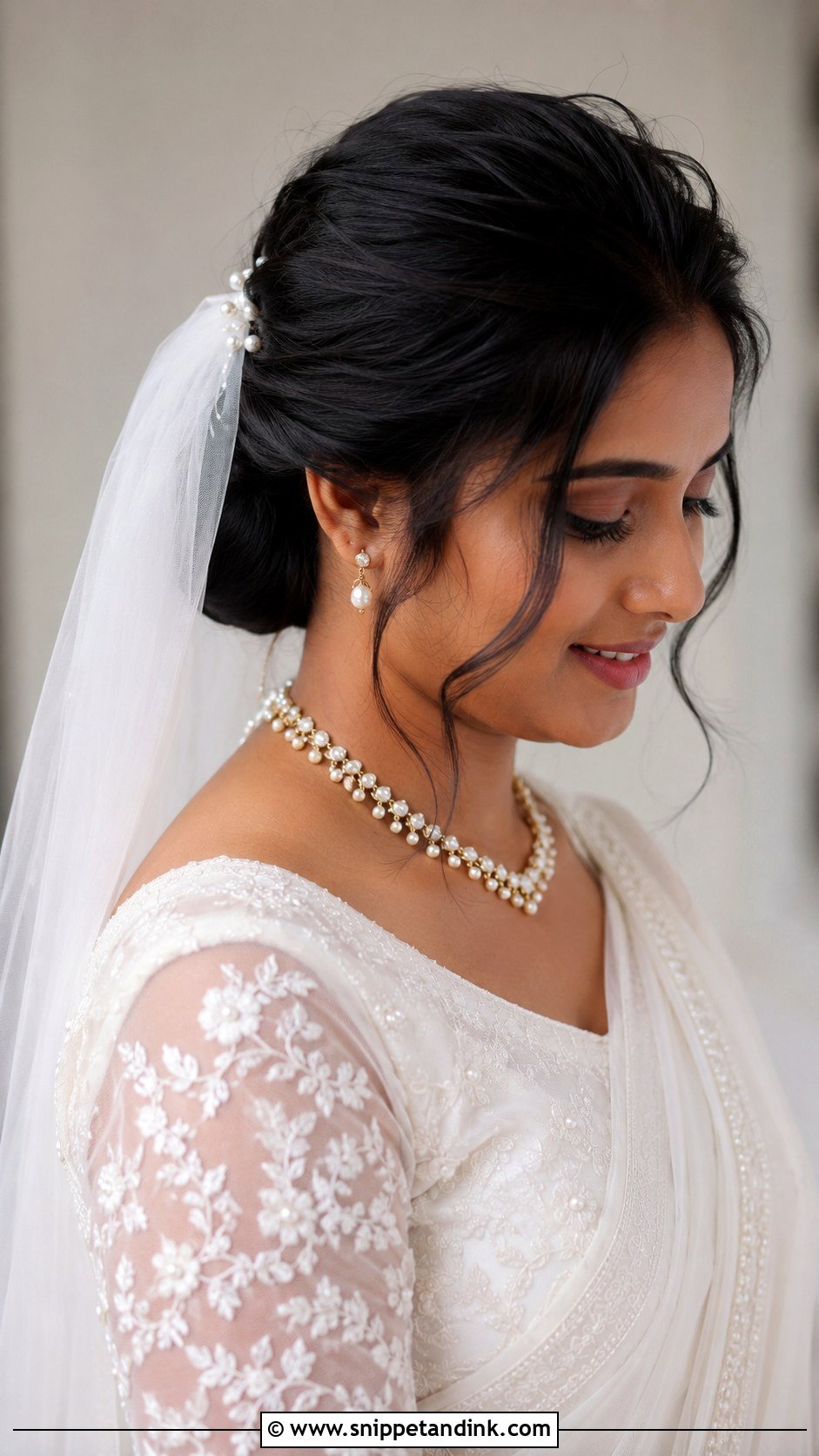Kerala Christian Bride Low Bun With Veil - Snippet and Ink - 15 Kerala Christian Bride Hairstyle Ideas