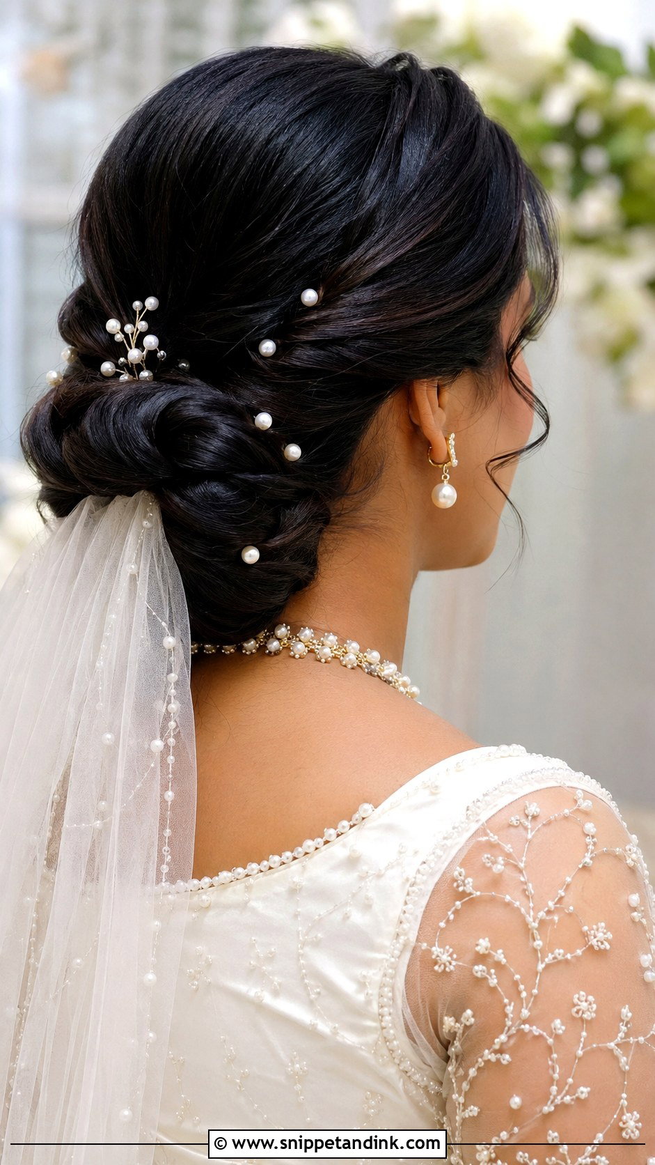 Kerala Christian Bride Pearl Bun - Snippet and Ink - 15 Kerala Christian Bride Hairstyle Ideas