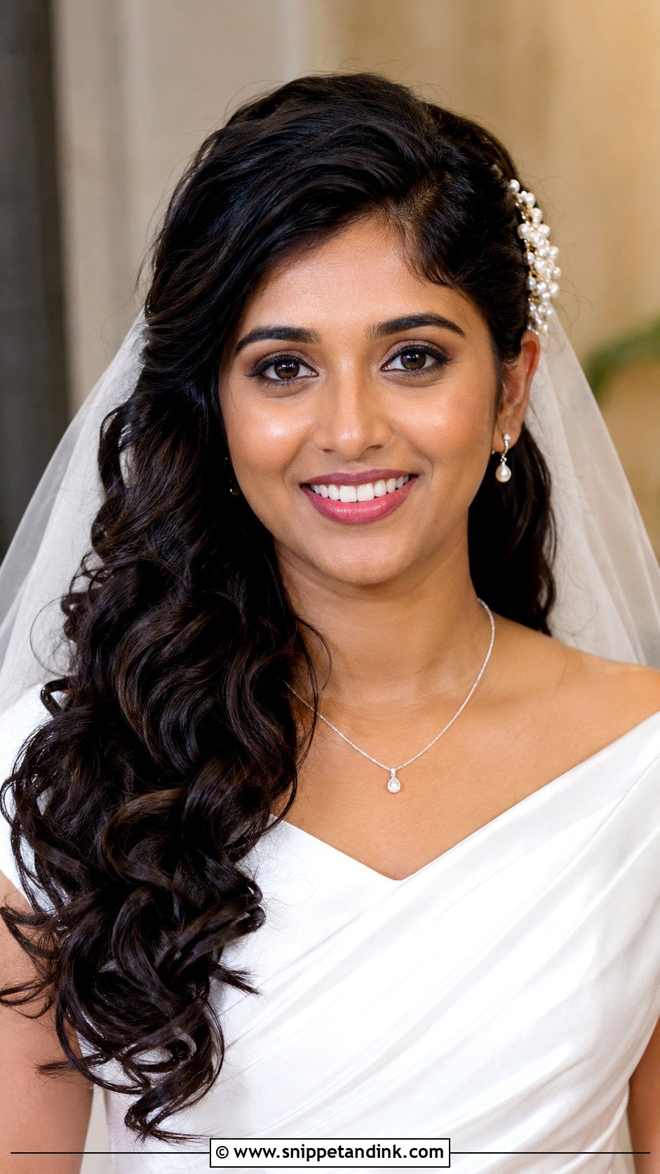 Kerala Christian Bride Side Swept Curls - Snippet and Ink - 15 Kerala Christian Bride Hairstyle Ideas