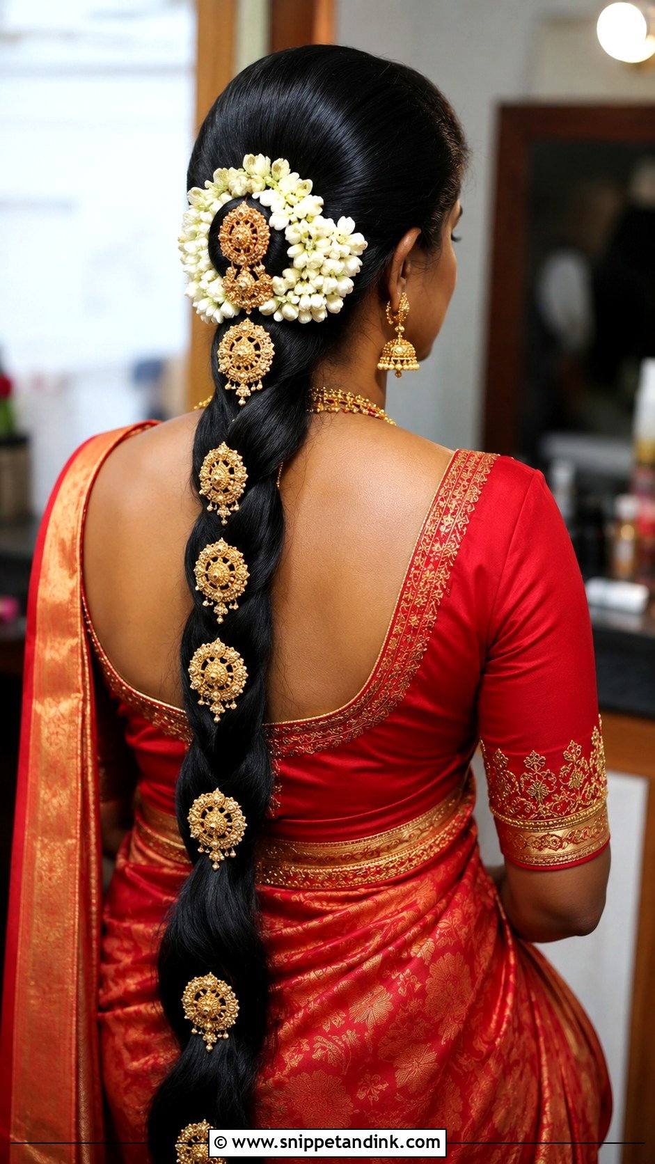 Kerala Hindu Wedding Braid With Gold Jada - Snippet and Ink - 20 Kerala Hindus Wedding Hairstyles