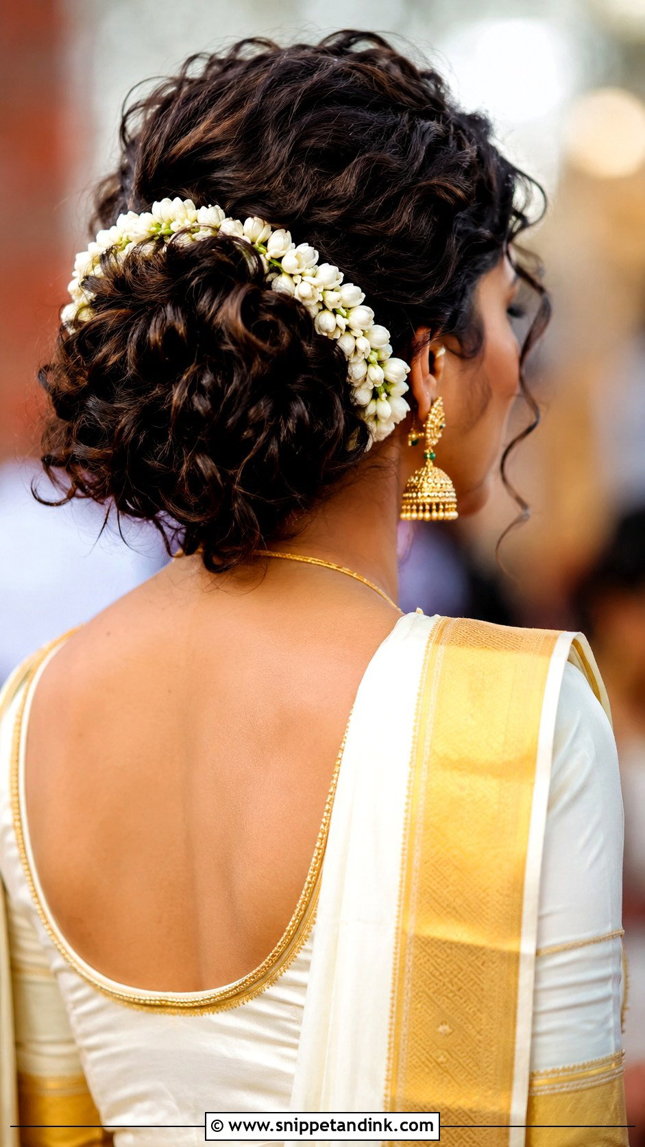 Kerala Hindu Wedding Curly Bun - Snippet and Ink - 20 Kerala Hindus Wedding Hairstyles