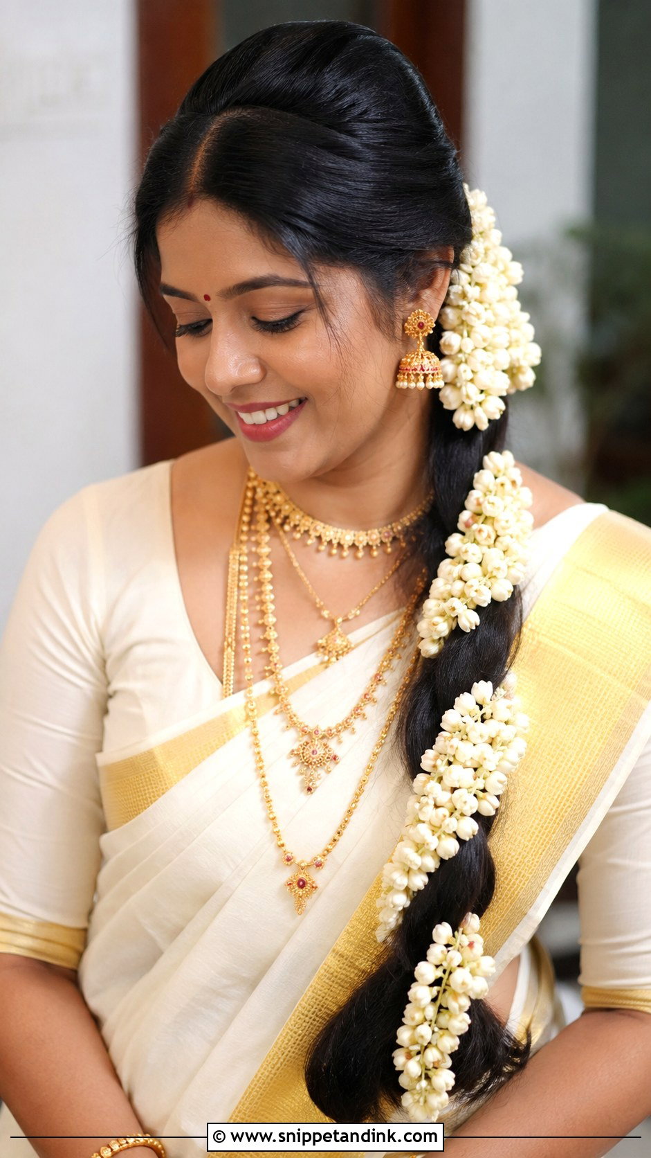 Kerala Hindu Wedding Jasmine Braid - Snippet and Ink - 20 Kerala Hindus Wedding Hairstyles