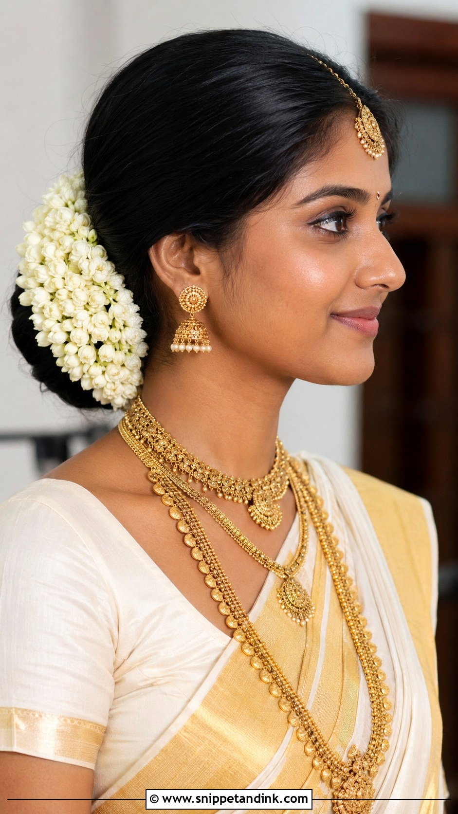 Kerala Hindu Wedding Low Bun - Snippet and Ink - 20 Kerala Hindus Wedding Hairstyles