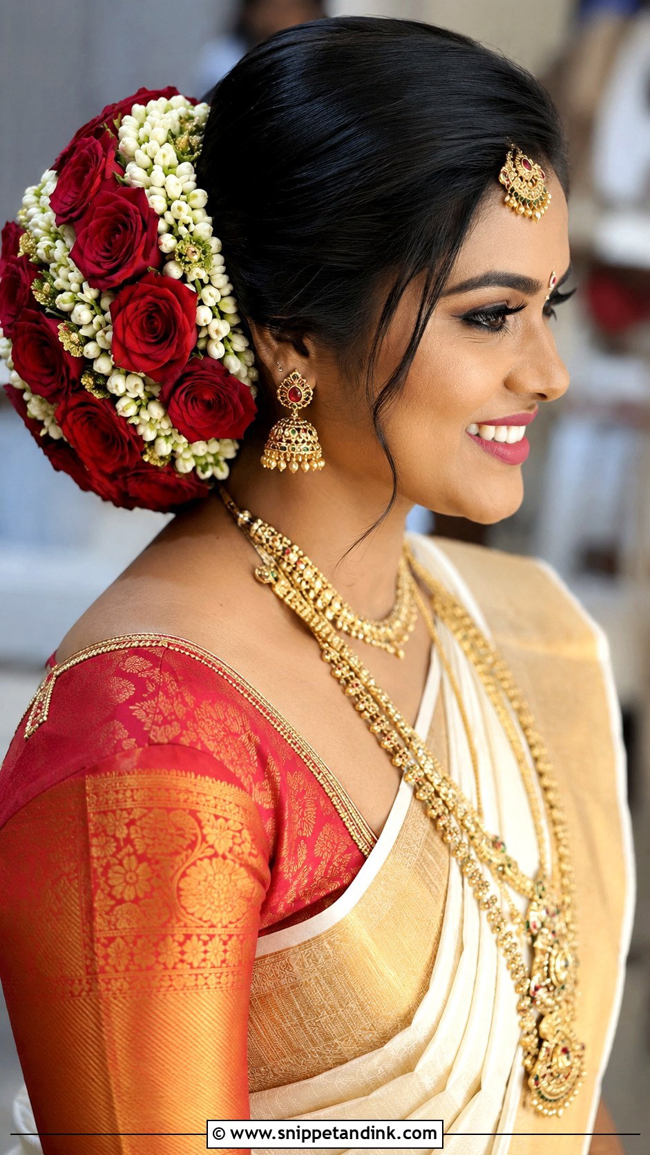 Kerala Hindu Wedding Rose Bun - Snippet and Ink - 20 Kerala Hindus Wedding Hairstyles