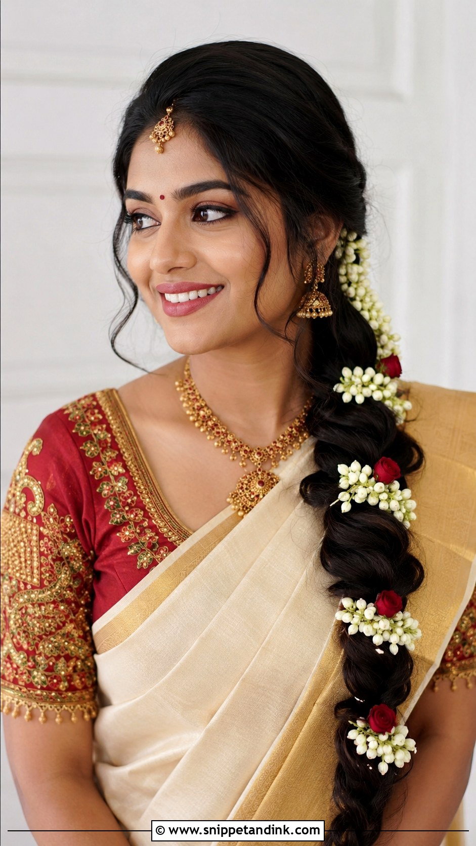 Kerala Hindu Wedding Side Braid - Snippet and Ink - 20 Kerala Hindus Wedding Hairstyles