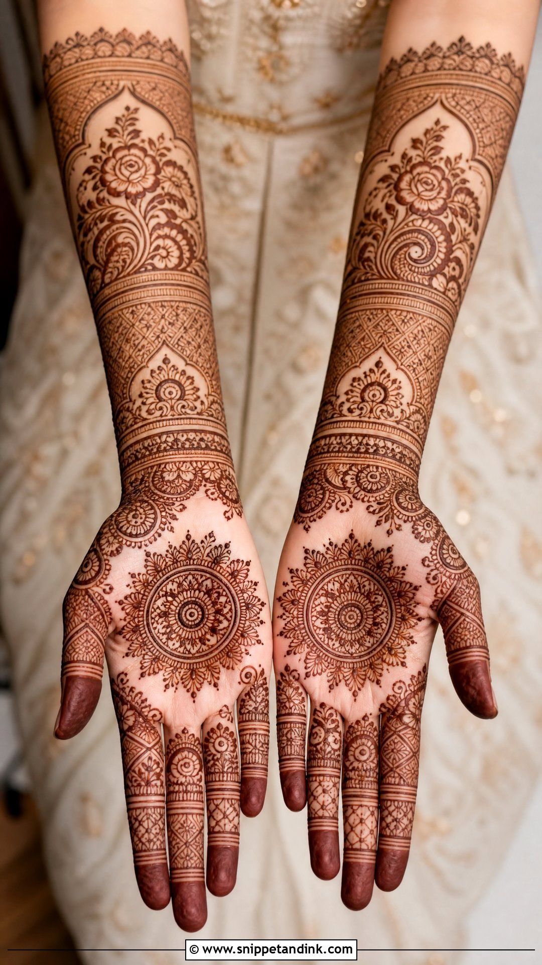Khafif Bridal Mehndi For Front Hand - Snippet and Ink - 20 Khafif Full Hand Bridal Mehndi Designs