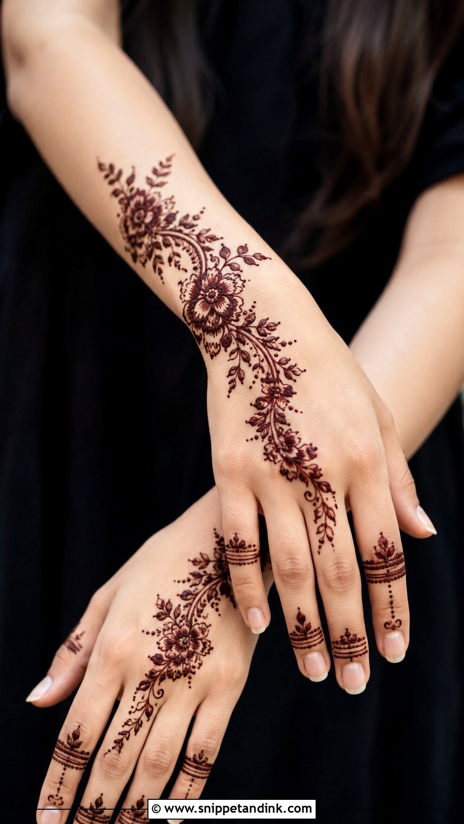 Khafif Mehndi Design For Back Hand - Snippet and Ink - 35 Khafif Mehndi Design Ideas