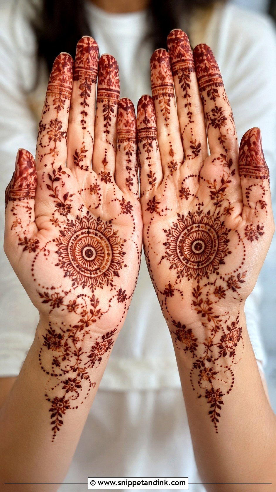 Khafif Mehndi Design For Front Hand - Snippet and Ink - 35 Khafif Mehndi Design Ideas