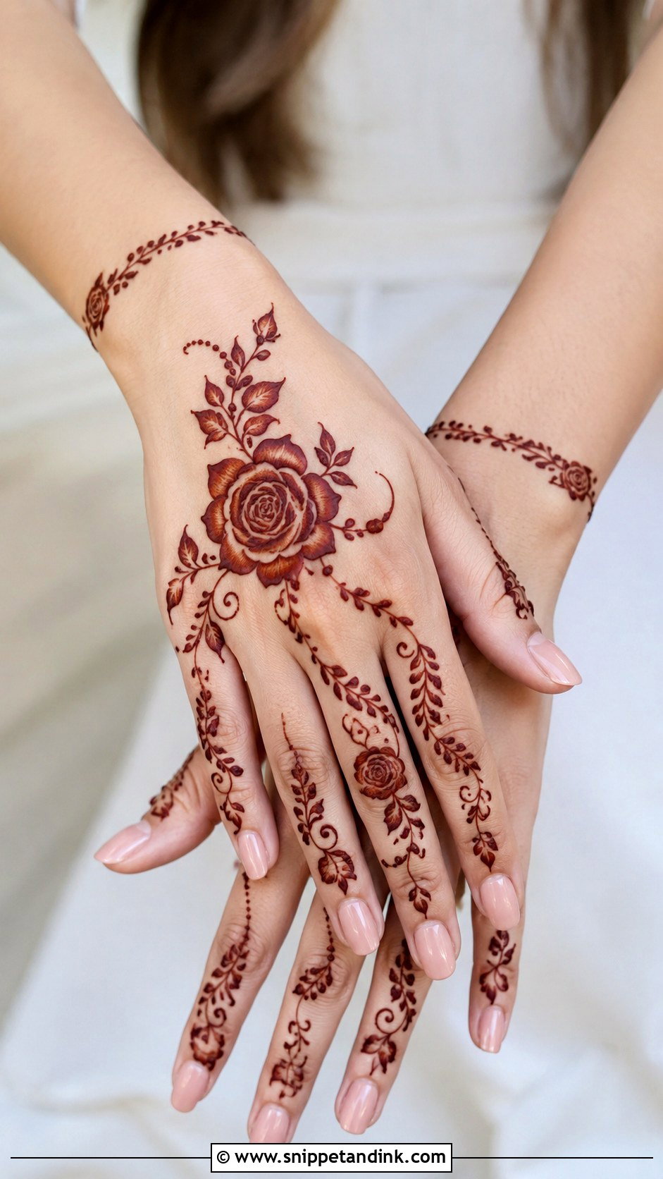 Khafif Mehndi Design With Rose - Snippet and Ink - 35 Khafif Mehndi Design Ideas