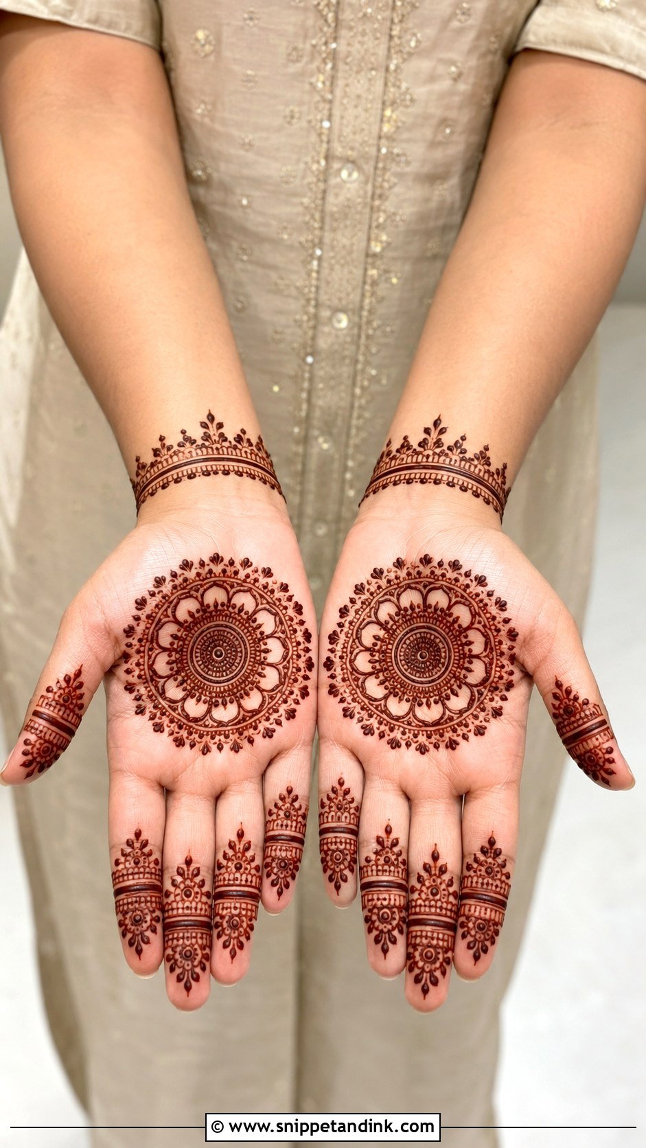 Khafif Mehndi Design With Round Tikki - Snippet and Ink - 35 Khafif Mehndi Design Ideas
