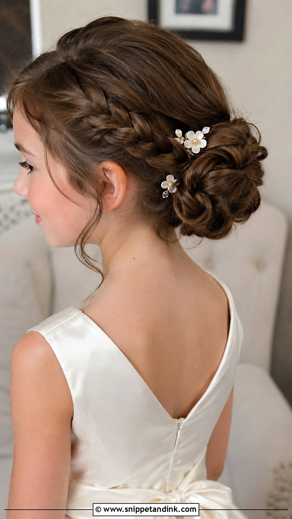 Kid Wedding Braided Bun - Snippet and Ink - 20 Kid Wedding Hair Ideas