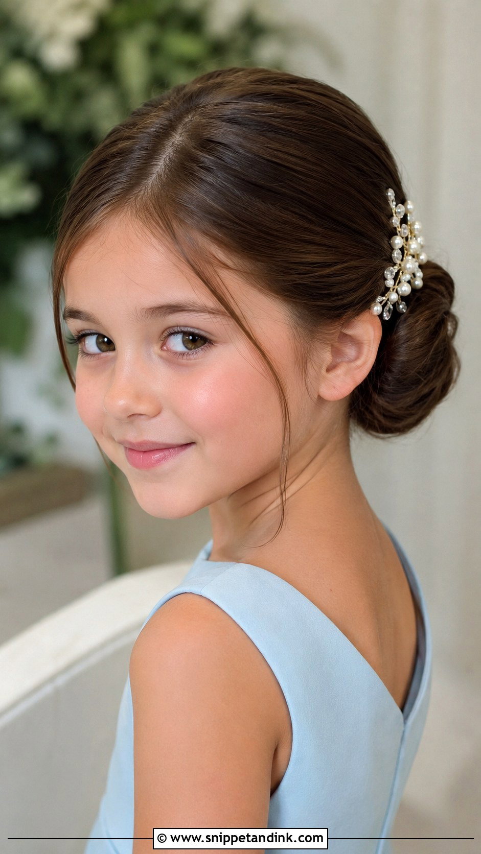 Kid Wedding Low Bun - Snippet and Ink - 15 Kid Hairstyles for Wedding