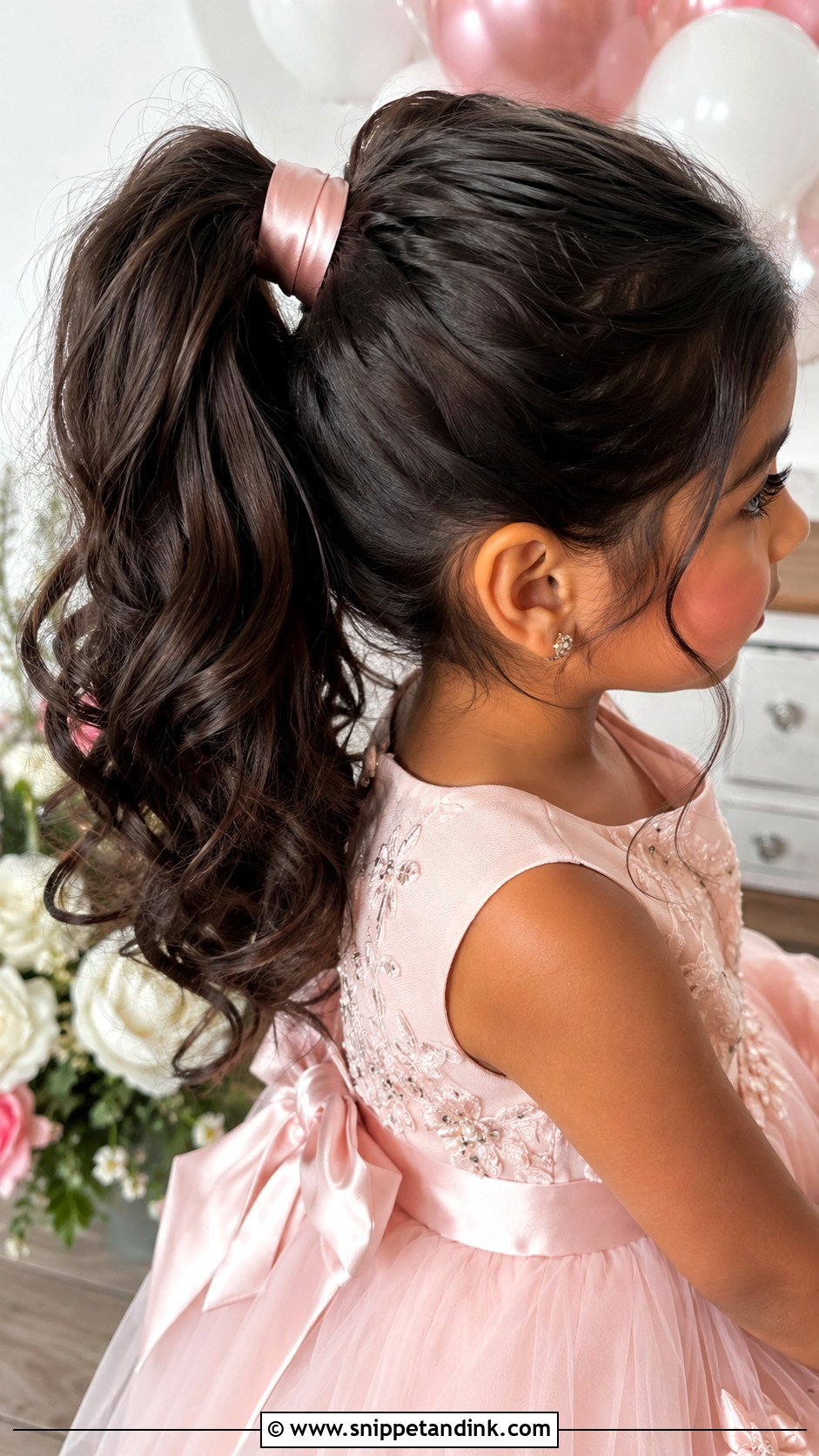Kid Wedding Ponytail Curls - Snippet and Ink - 20 Kid Wedding Hair Ideas