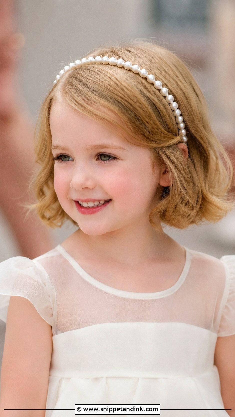 Kid Wedding Short Hair With Headband - Snippet and Ink - 20 Kid Wedding Hair Ideas