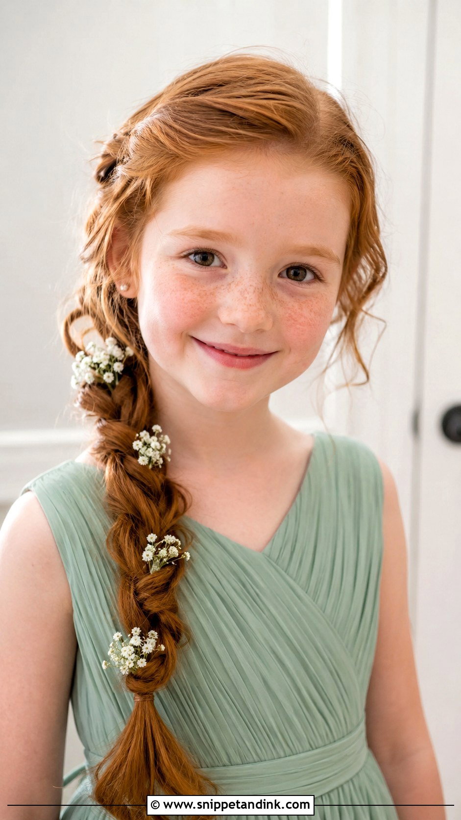 Kid Wedding Side Braid - Snippet and Ink - 20 Kid Wedding Hair Ideas