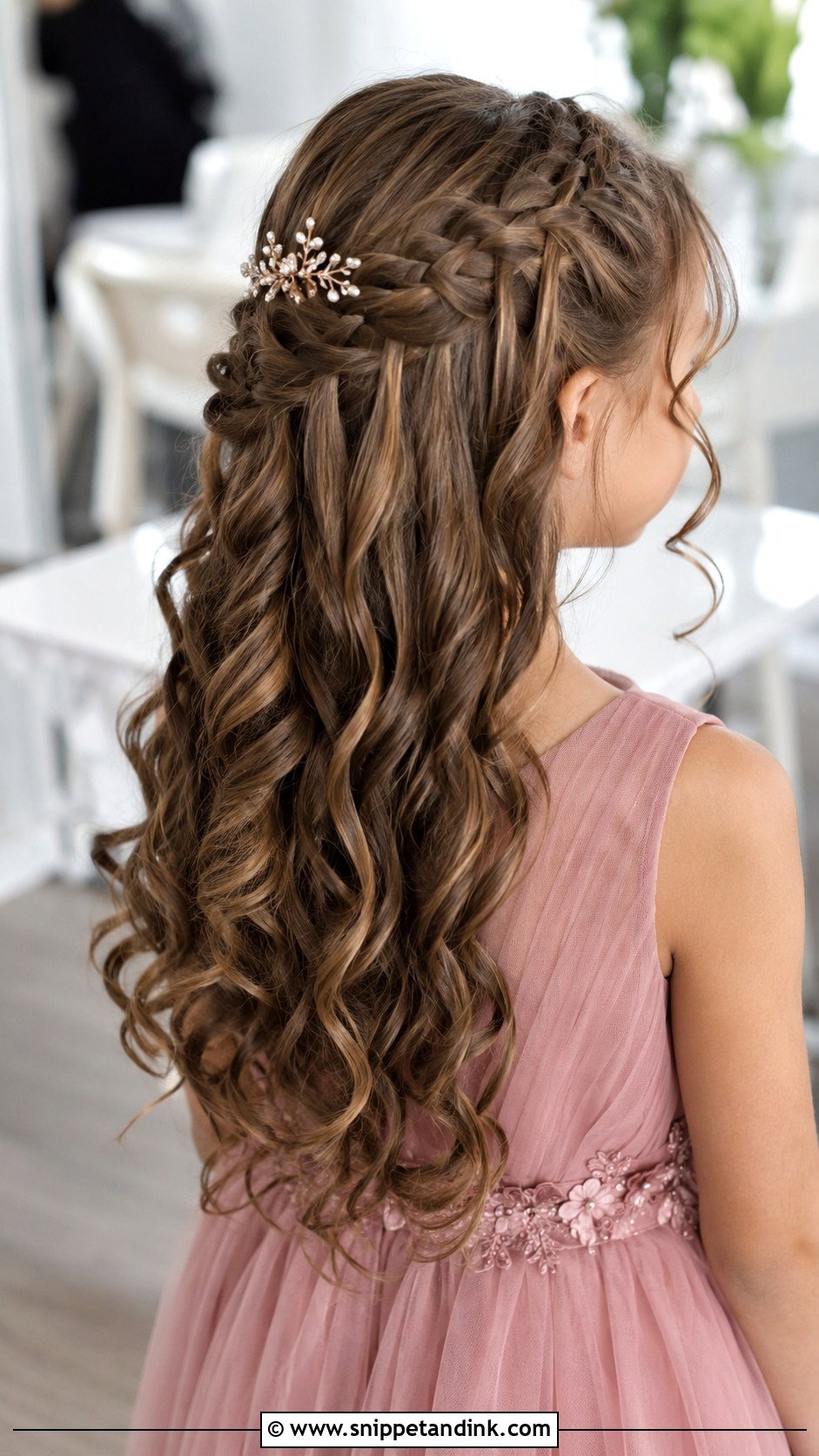 Kid Wedding Waterfall Braid - Snippet and Ink - 20 Kid Wedding Hair Ideas