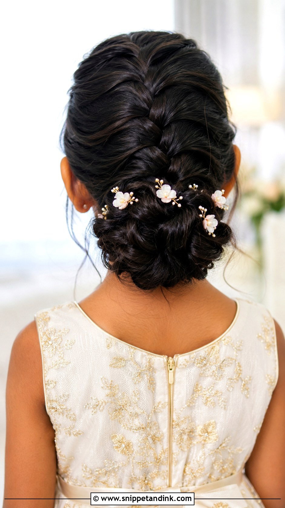 Kids French Braid Bun - Snippet and Ink - 15 Wedding Hairstyles for Little Kids