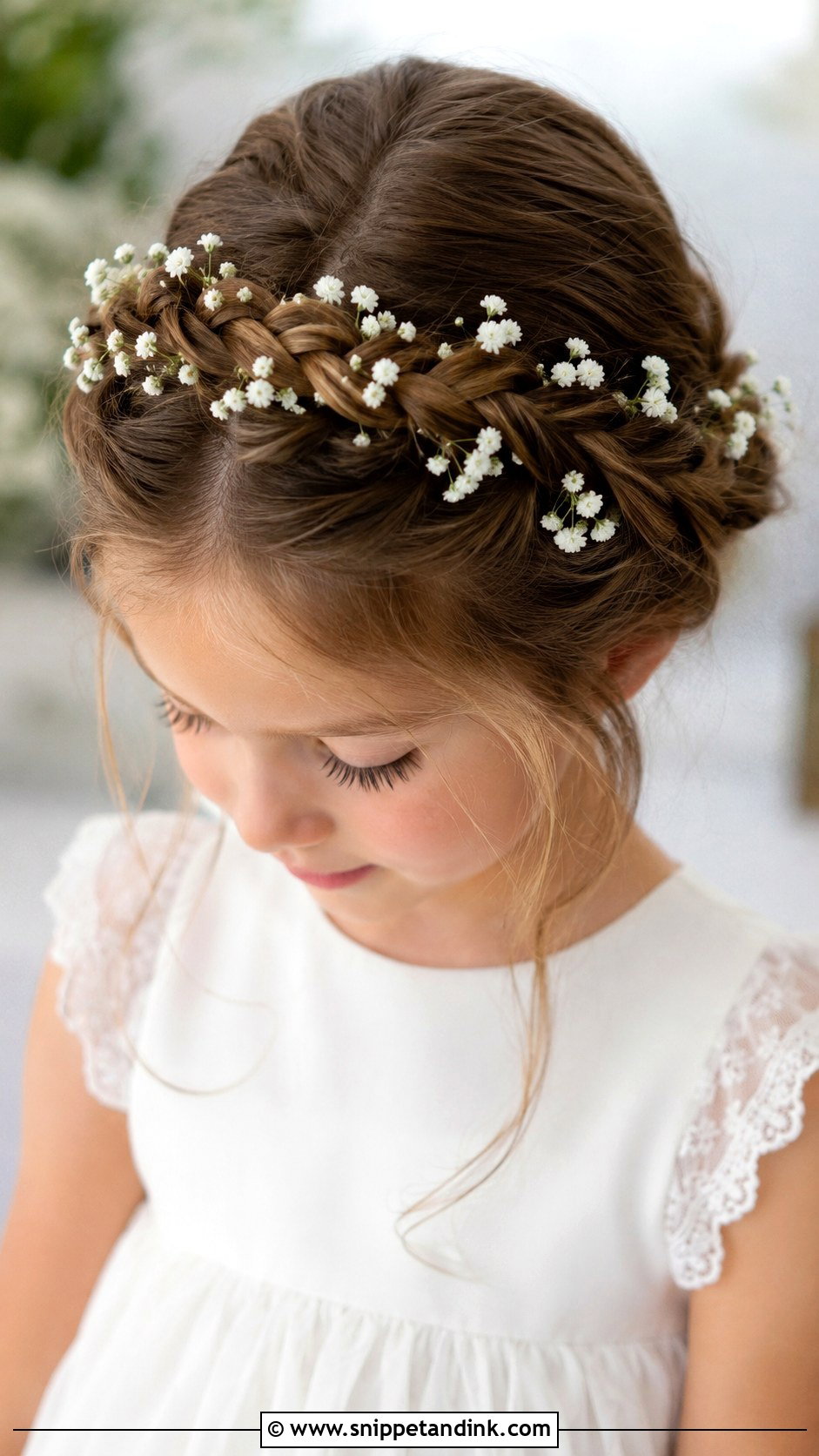 Kids Halo Braid With Flowers - Snippet and Ink - 20 Kids Hair for Wedding Ideas