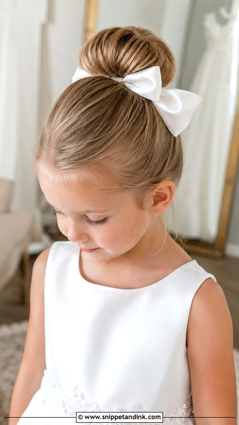 Kids High Bun With Bow - Snippet and Ink - 15 Wedding Hairstyles for Children