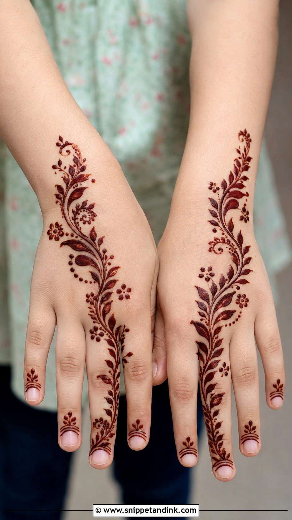 Kids Leaf Trail Mehndi Design - Snippet and Ink - 35 Kids Mehndi Designs