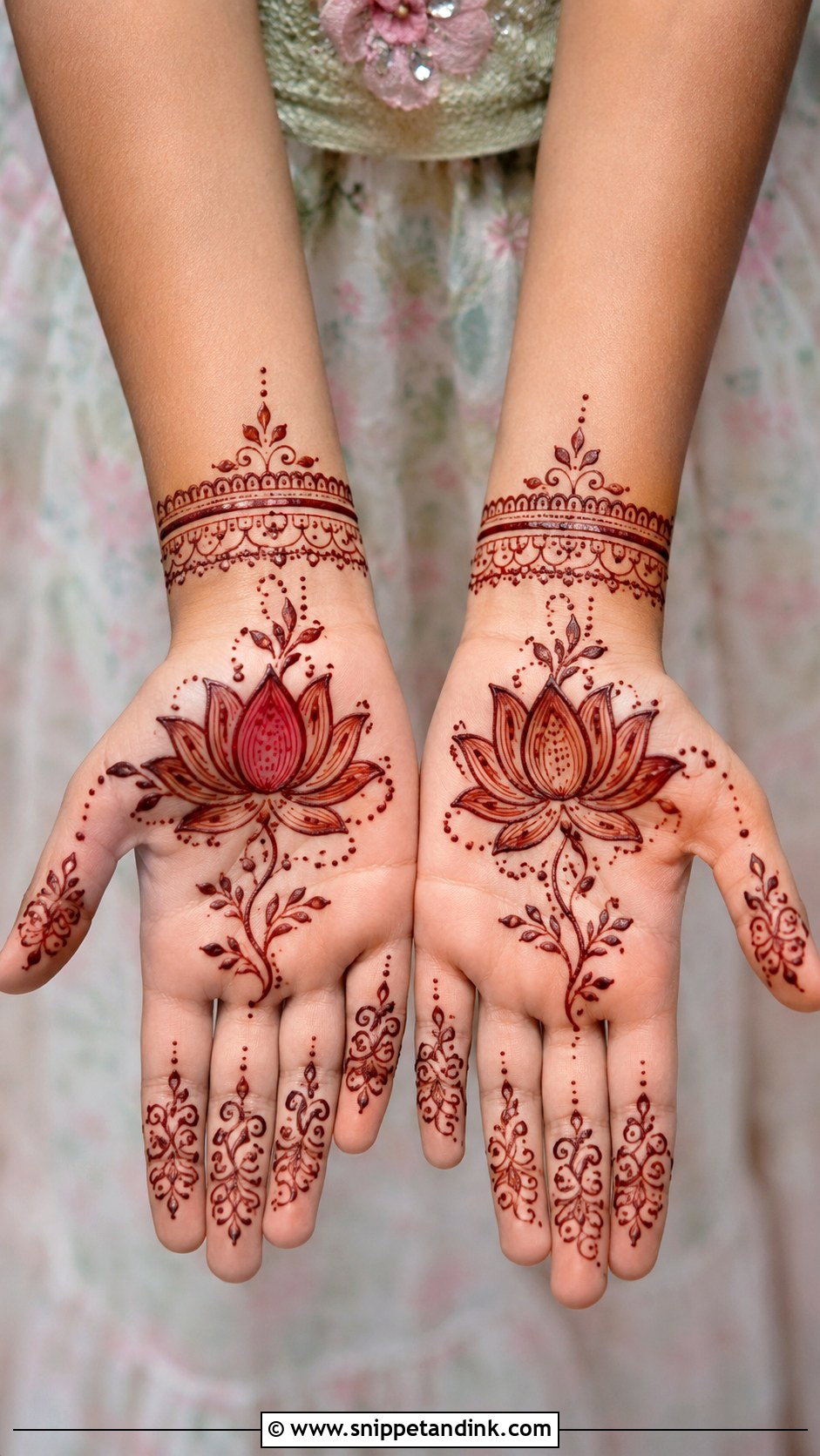 Kids Lotus Mehndi Design - Snippet and Ink - 35 Kids Mehndi Designs