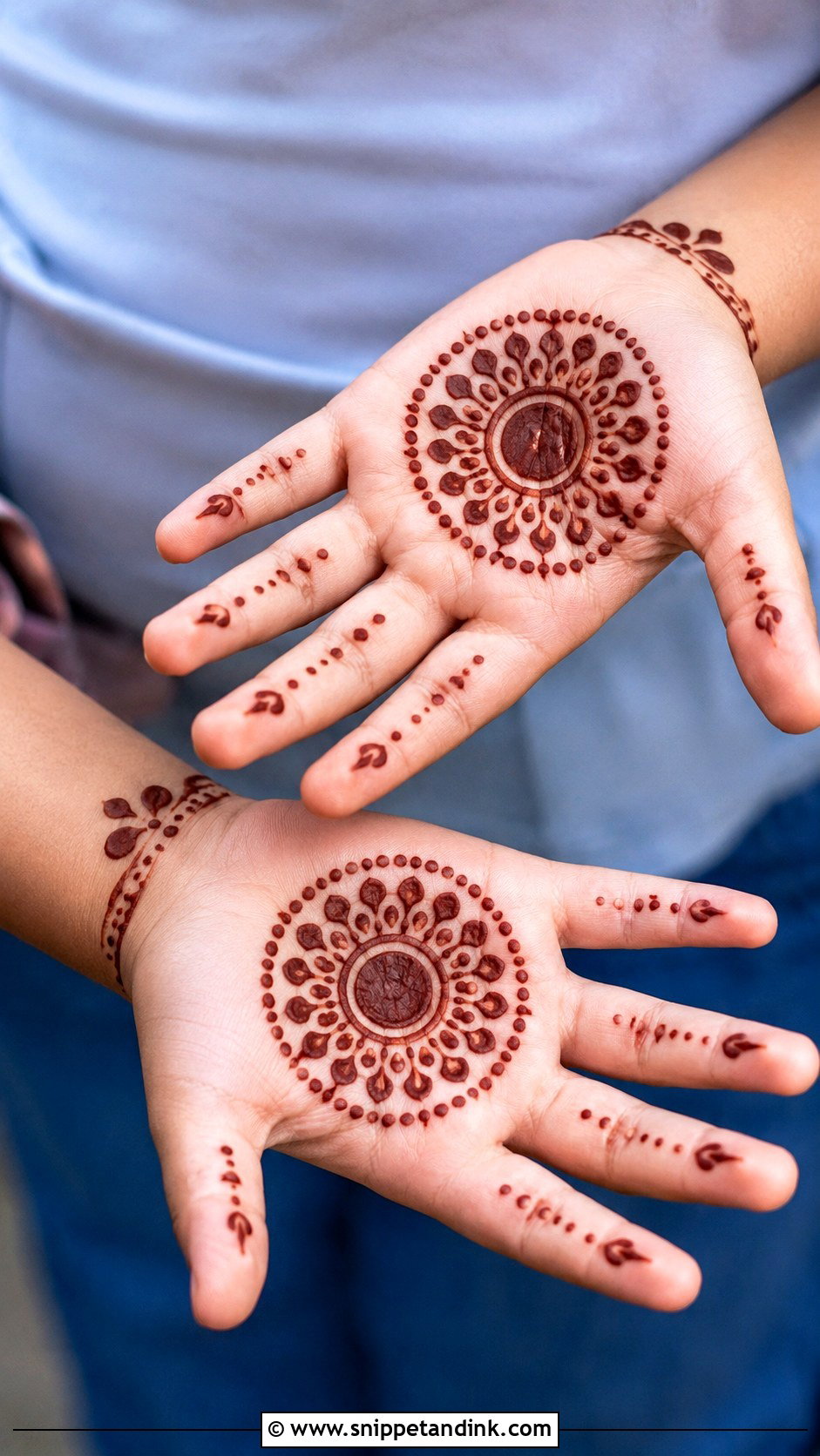 Kids Simple Round Tikki Mehndi Design - Snippet and Ink - 35 Kids Mehndi Designs
