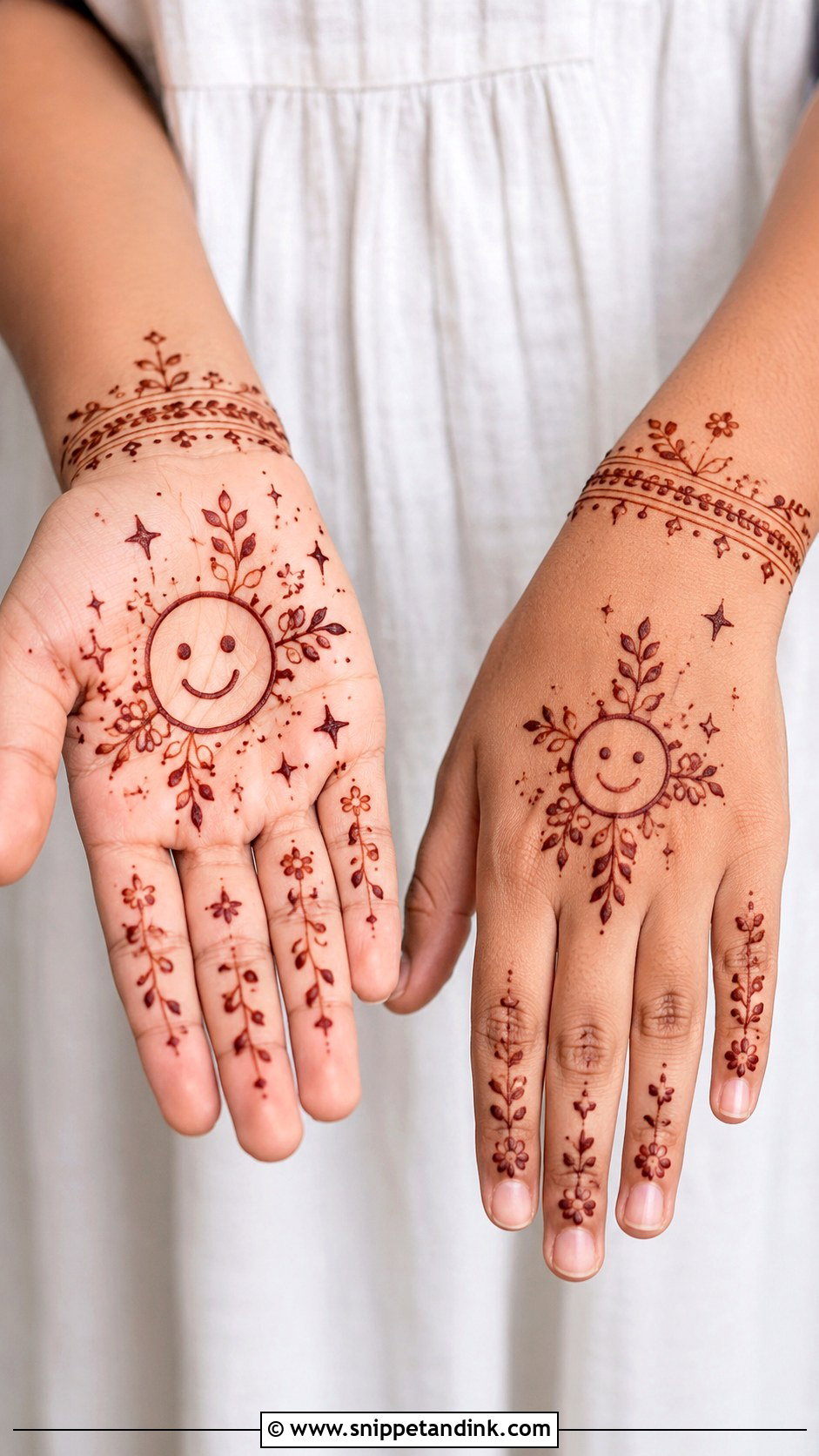 Kids Smiley Face Mehndi Design - Snippet and Ink - 35 Kids Mehndi Designs