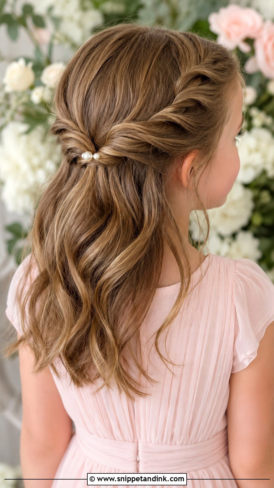 Kids Twisted Half Up Hairstyle - Snippet and Ink - 15 Wedding Hairstyles for Children