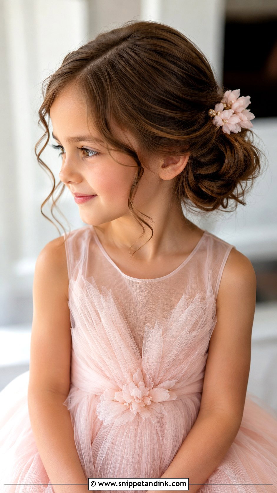Kids Wedding Low Side Bun - Snippet and Ink - 15 Kids Wedding Hair Updos